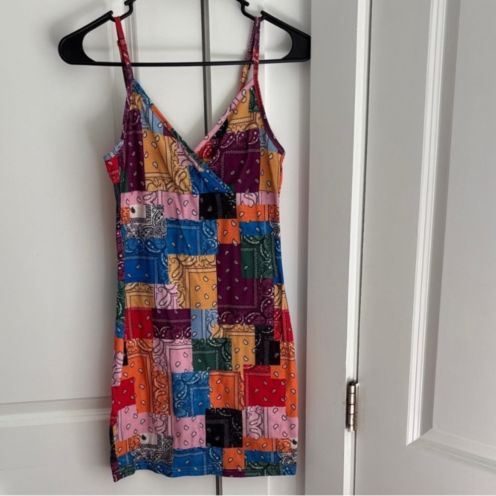 SHEIN Colorful Patchwork Spaghetti Strap Mini Dress - Picture 2 of 8